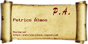 Petrics Álmos névjegykártya